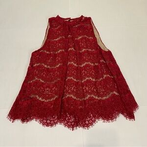 Love, Fire Crimson Lace Sleeveless Top